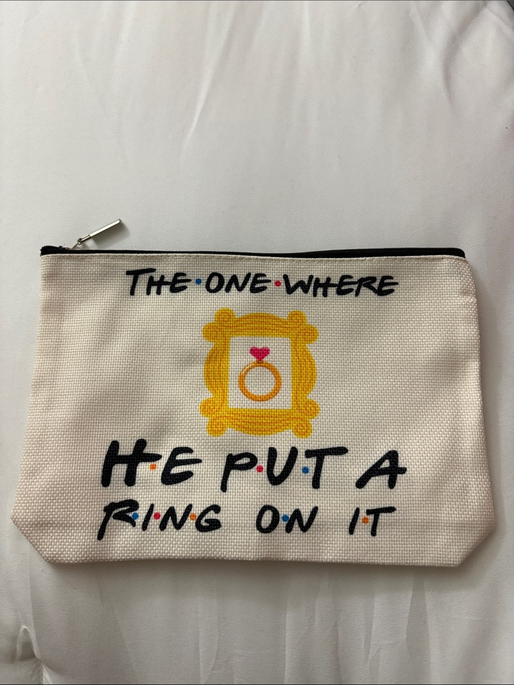 FRIENDS Canvas Zipper Pouch Cream with Yellow and Black Accents